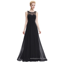 Starzz Sleeveless Black Chiffon Long Cheap Prom Dresses ST000060-1